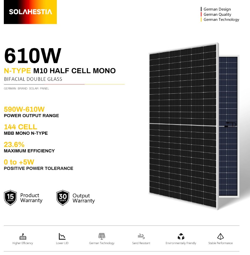 tấm pin năng lượng mặt trời hestia 610Wp